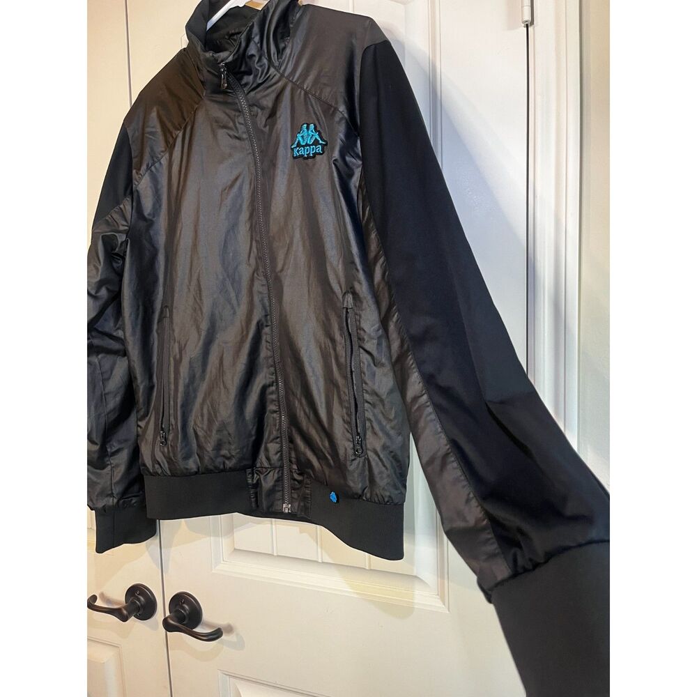 Kappa Omini Track Jacket Mens XXL Black Blue Full Zip Mesh Lined Zip Pockets